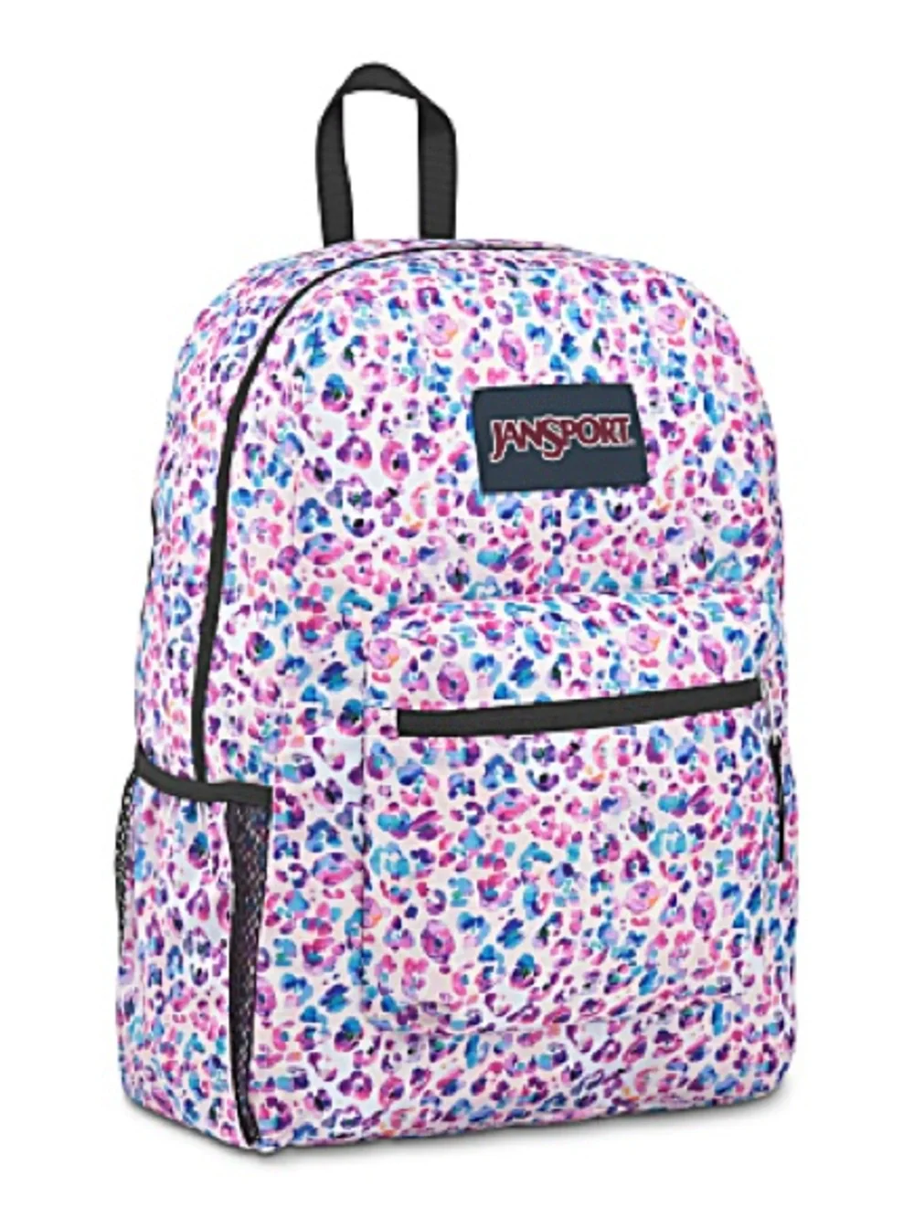 Jansport Cross Town Backpack  Floral Leopard Dots - Purple, Pink, Blue